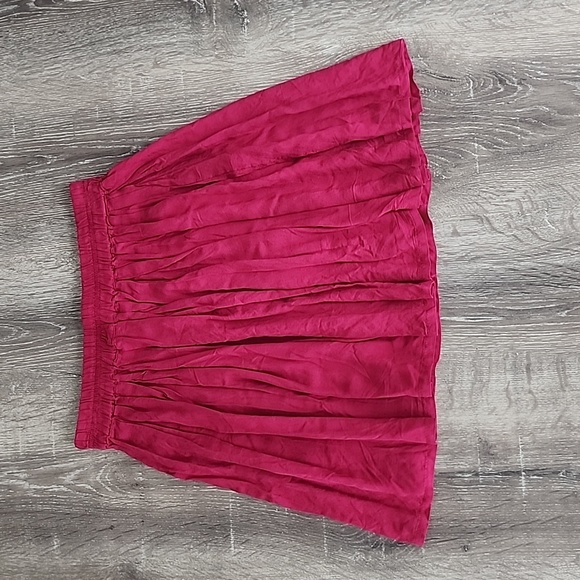 LORIMER NYC Raspberry Red Pleated Circle Skater Skirt - Picture 7 of 7